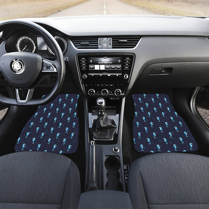 Blue Seahorse Pattern Print Front Car Floor Mats