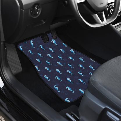 Blue Seahorse Pattern Print Front Car Floor Mats