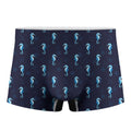 Blue Seahorse Pattern Print Men's Boxer Briefs