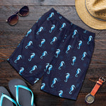 Blue Seahorse Pattern Print Men's Shorts
