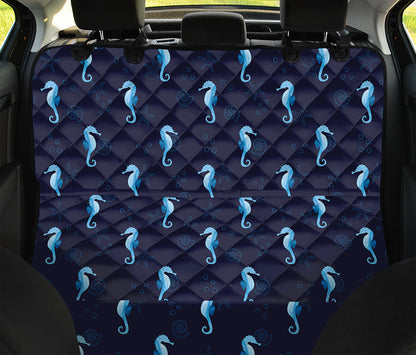 Blue Seahorse Pattern Print Pet Car Back Seat Cover