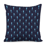 Blue Seahorse Pattern Print Pillow Cover