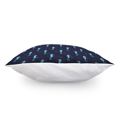 Blue Seahorse Pattern Print Pillow Cover