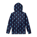 Blue Seahorse Pattern Print Pullover Hoodie