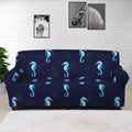 Blue Seahorse Pattern Print Sofa Cover