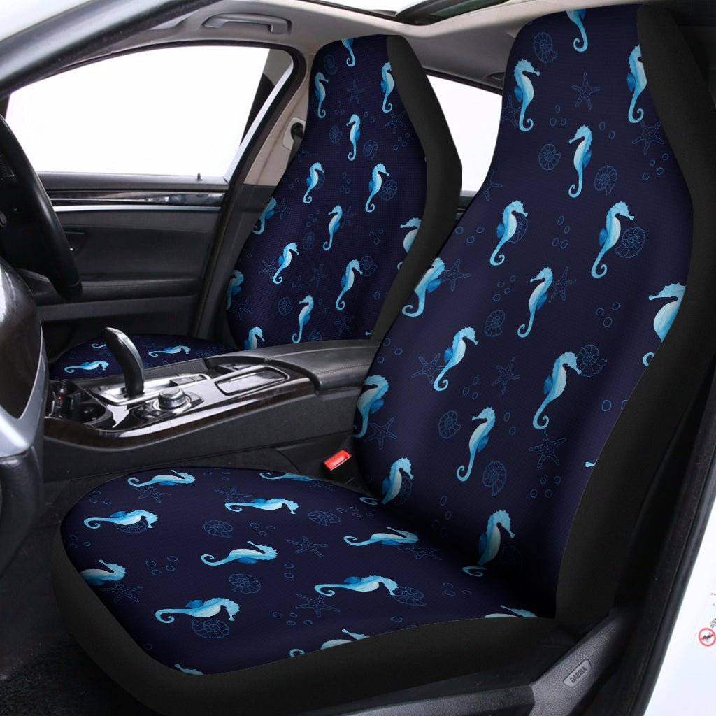 Blue Seahorse Pattern Print Universal Fit Car Seat Covers