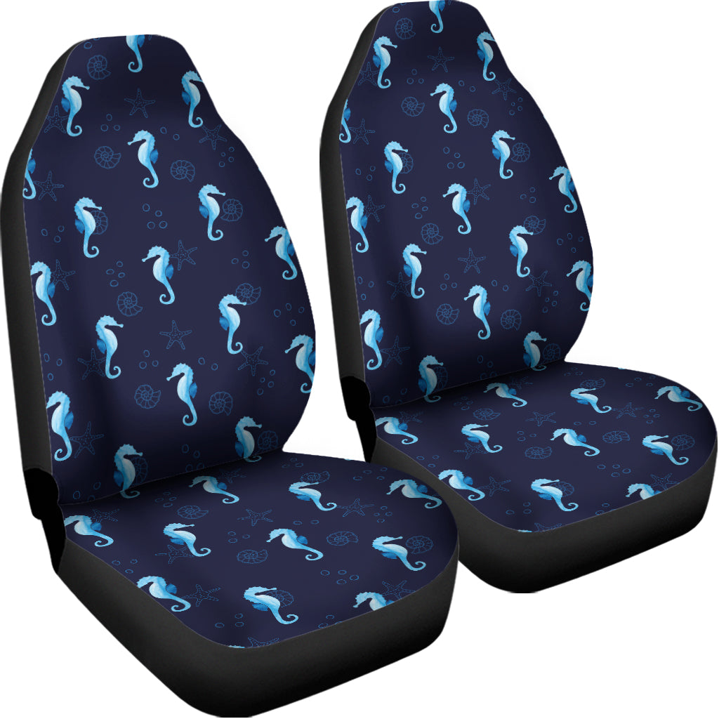 Blue Seahorse Pattern Print Universal Fit Car Seat Covers