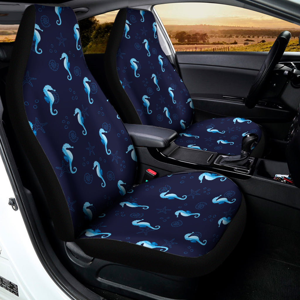 Blue Seahorse Pattern Print Universal Fit Car Seat Covers