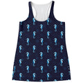 Blue Seahorse Pattern Print Women's Racerback Tank Top