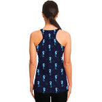 Blue Seahorse Pattern Print Women's Racerback Tank Top