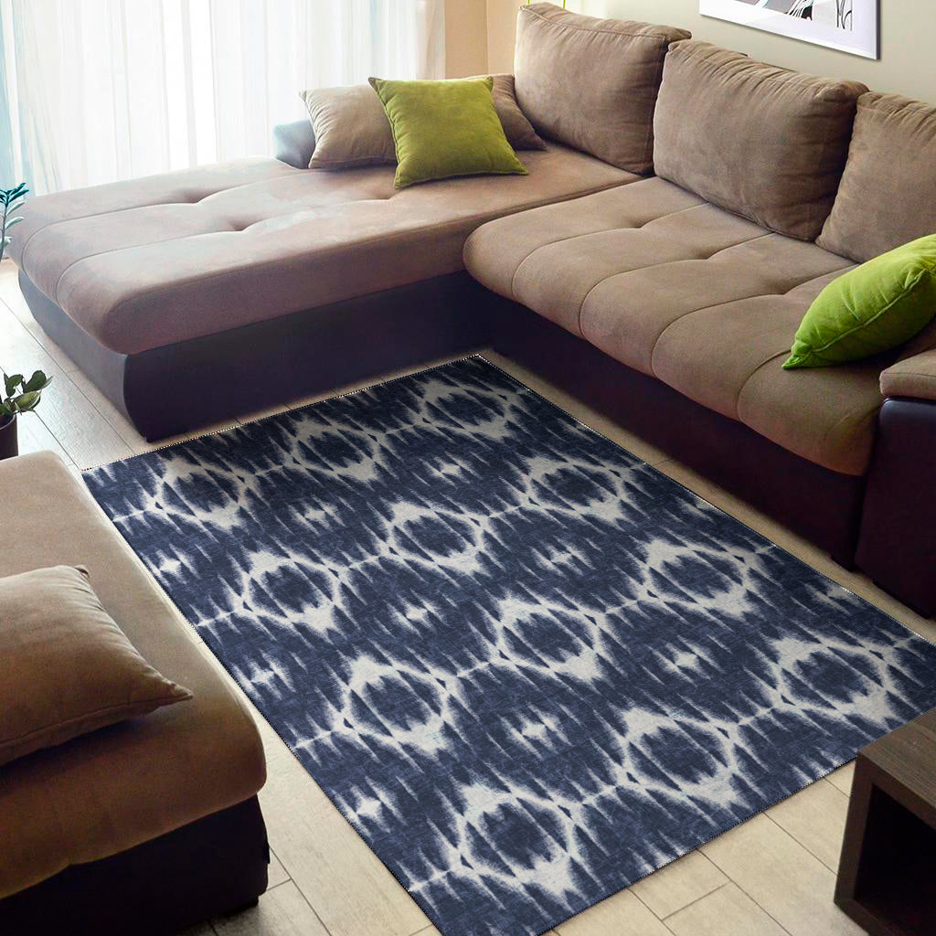 Blue Shibori Print Area Rug