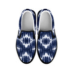 Blue Shibori Print Black Slip On Shoes