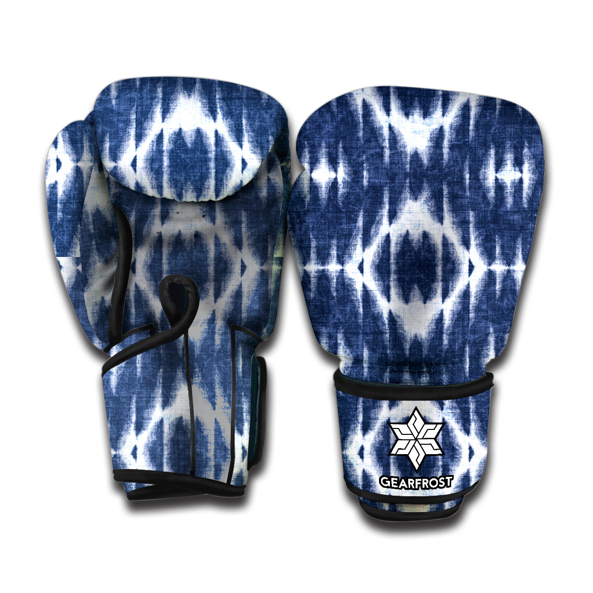 Blue Shibori Print Boxing Gloves