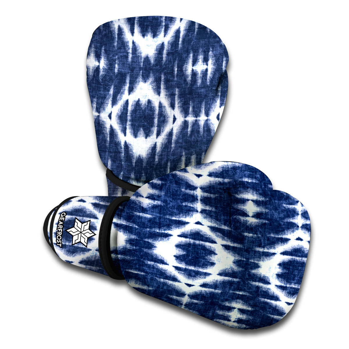 Blue Shibori Print Boxing Gloves