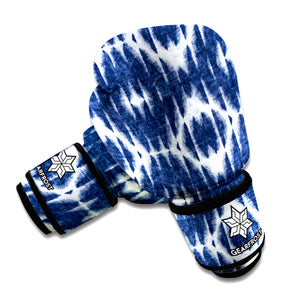 Blue Shibori Print Boxing Gloves