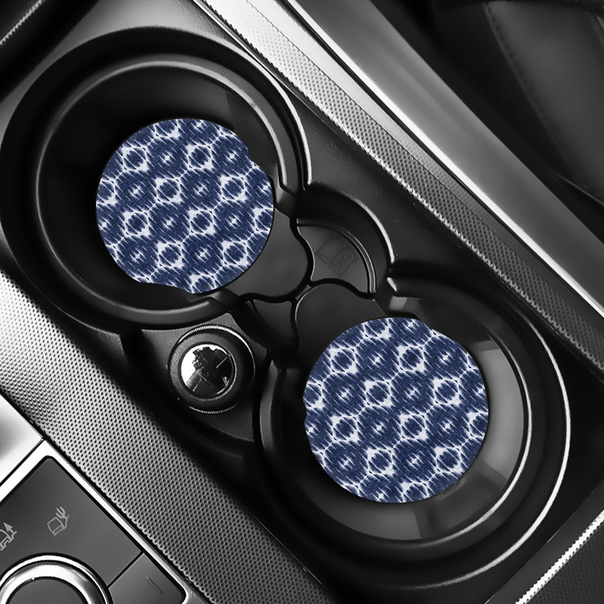 Blue Shibori Print Car Coasters