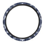 Blue Shibori Print Car Steering Wheel Cover