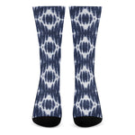 Blue Shibori Print Crew Socks