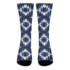 Blue Shibori Print Crew Socks