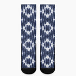 Blue Shibori Print Crew Socks