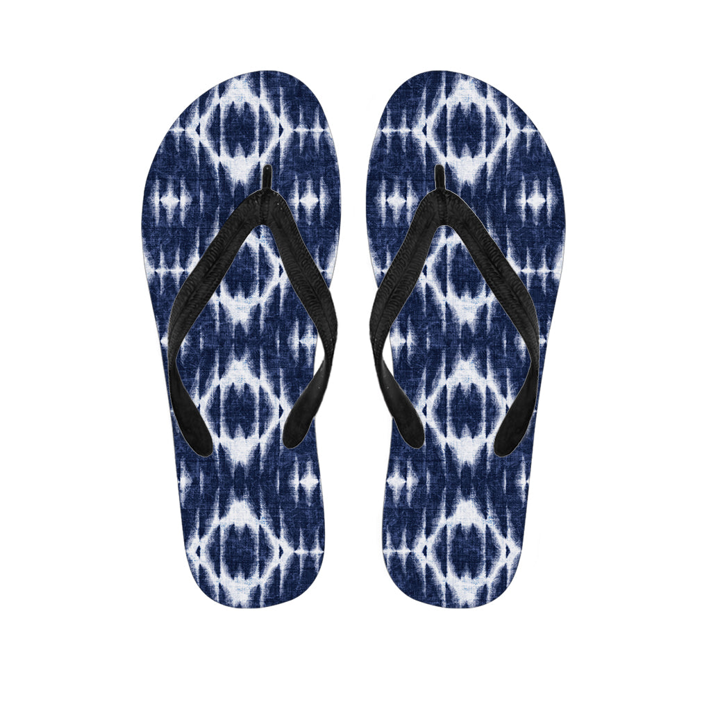 Blue Shibori Print Flip Flops