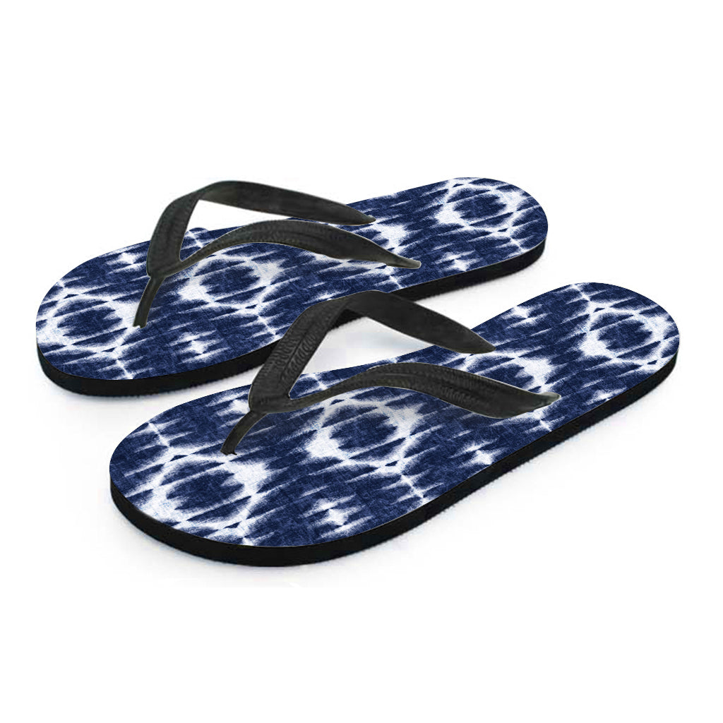 Blue Shibori Print Flip Flops