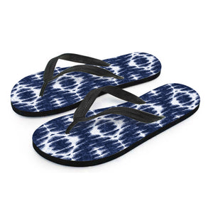 Blue Shibori Print Flip Flops