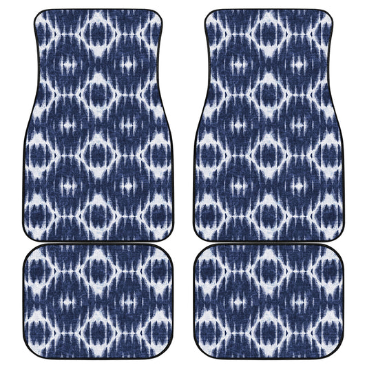 Blue Shibori Print Front and Back Car Floor Mats