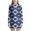Blue Shibori Print Pullover Hoodie Dress