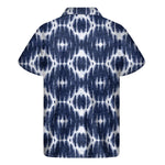 Blue Shibori Print Men's Short Sleeve Shirt