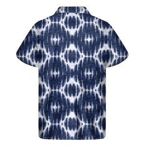 Blue Shibori Print Men's Short Sleeve Shirt