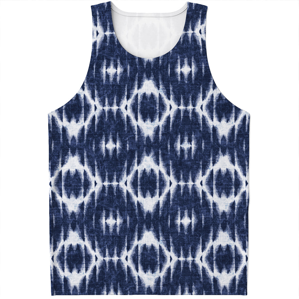 Blue Shibori Print Men's Tank Top