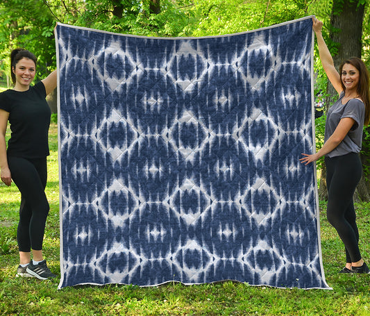 Blue Shibori Print Quilt