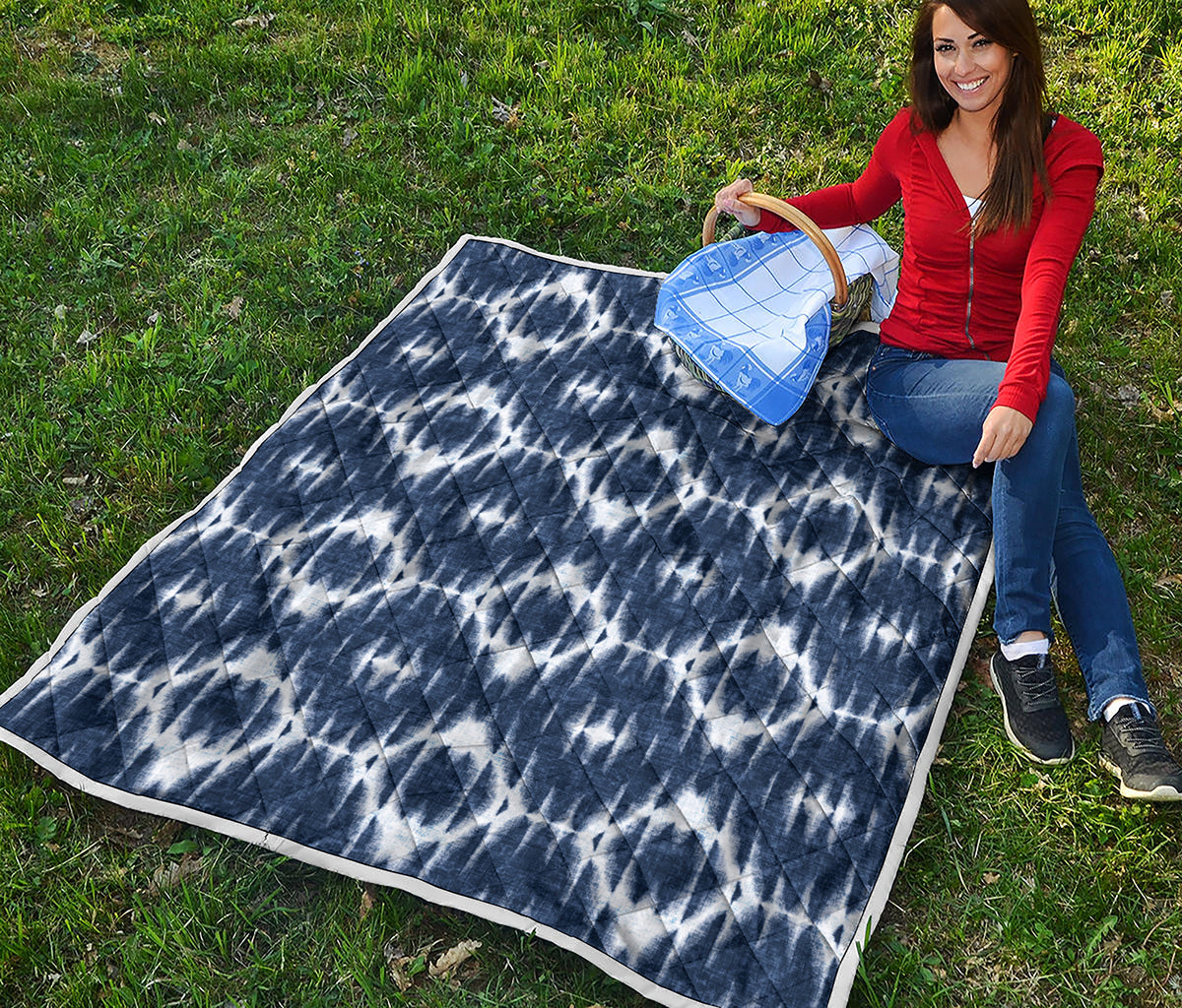 Blue Shibori Print Quilt