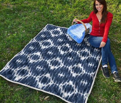 Blue Shibori Print Quilt