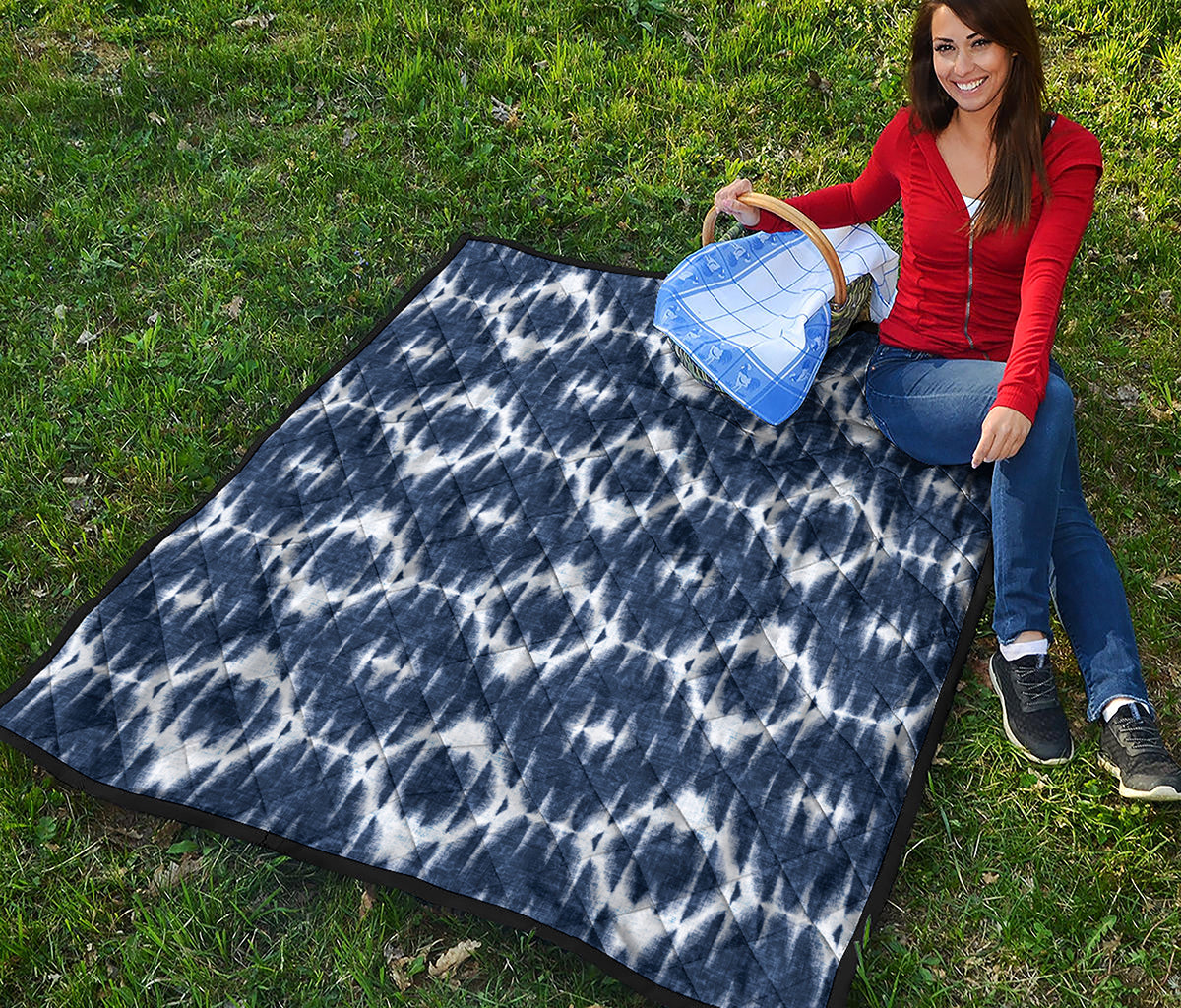 Blue Shibori Print Quilt