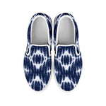 Blue Shibori Print White Slip On Shoes