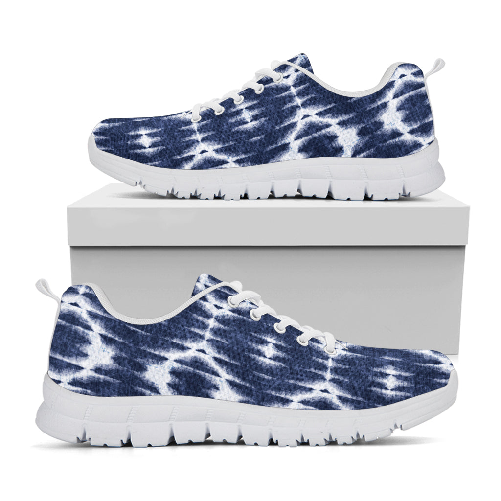 Blue Shibori Print White Sneakers