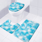Blue Shibori Tie Dye Print 3 Piece Bath Mat Set