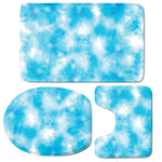 Blue Shibori Tie Dye Print 3 Piece Bath Mat Set