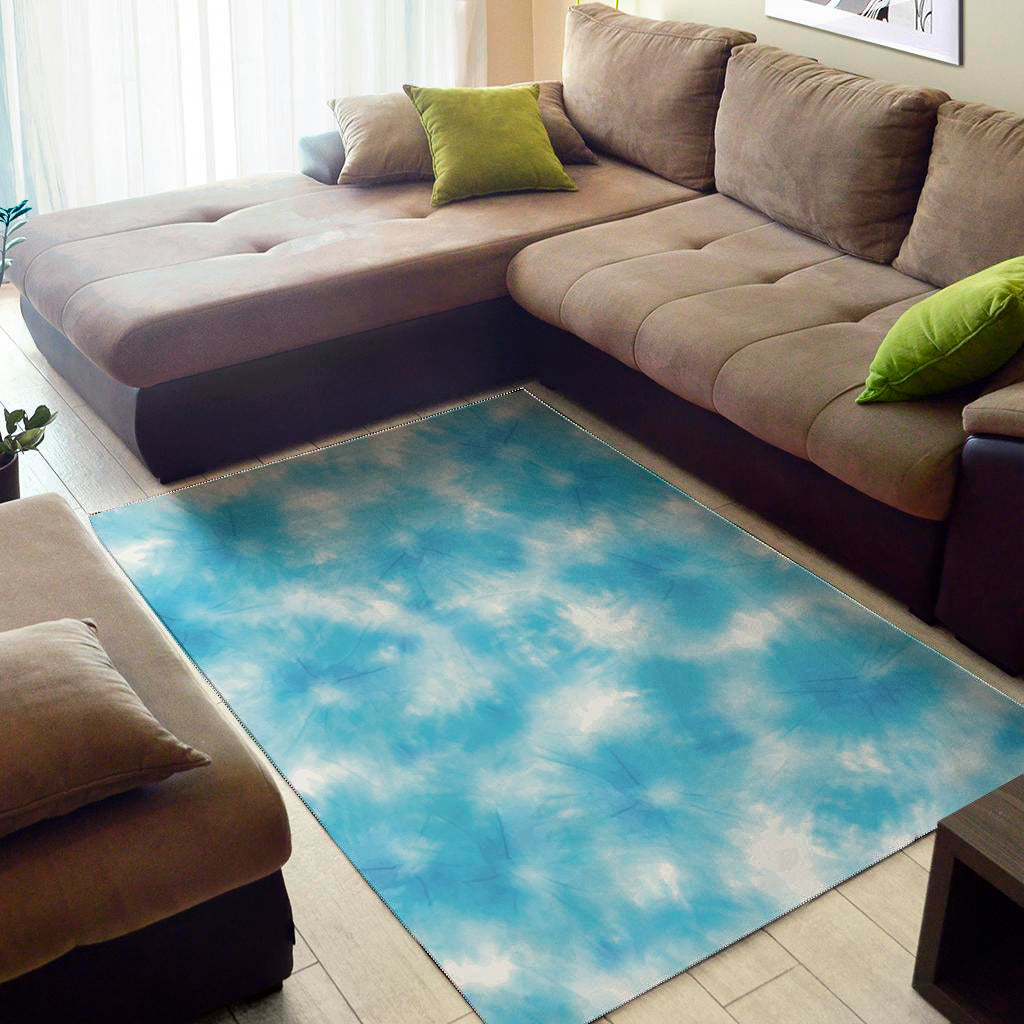 Blue Shibori Tie Dye Print Area Rug