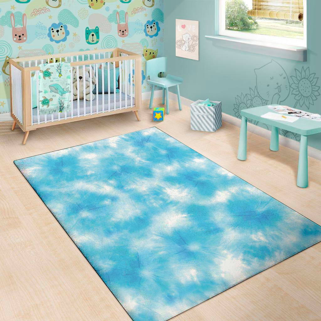 Blue Shibori Tie Dye Print Area Rug