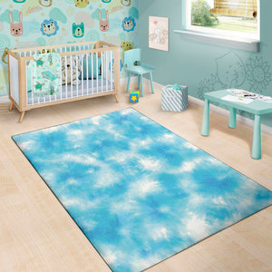 Blue Shibori Tie Dye Print Area Rug