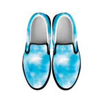 Blue Shibori Tie Dye Print Black Slip On Shoes