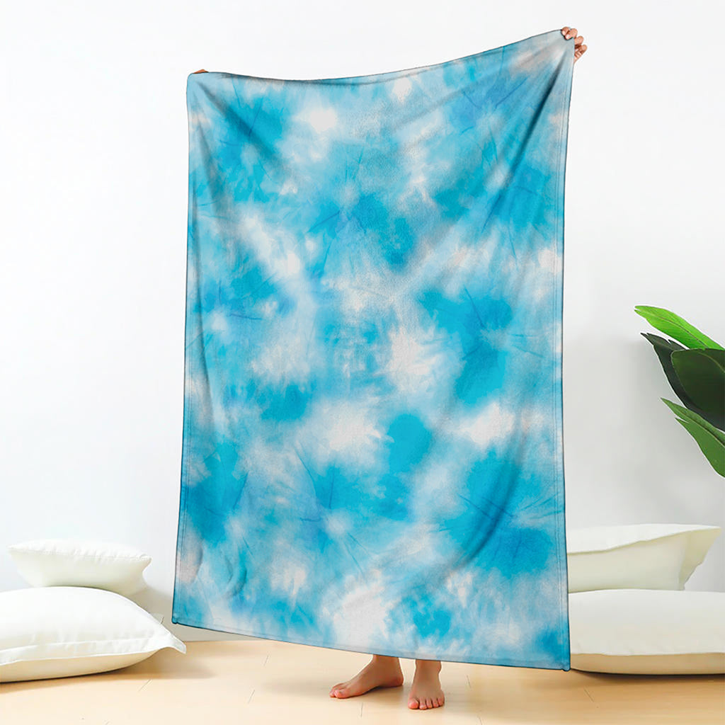 Blue Shibori Tie Dye Print Blanket