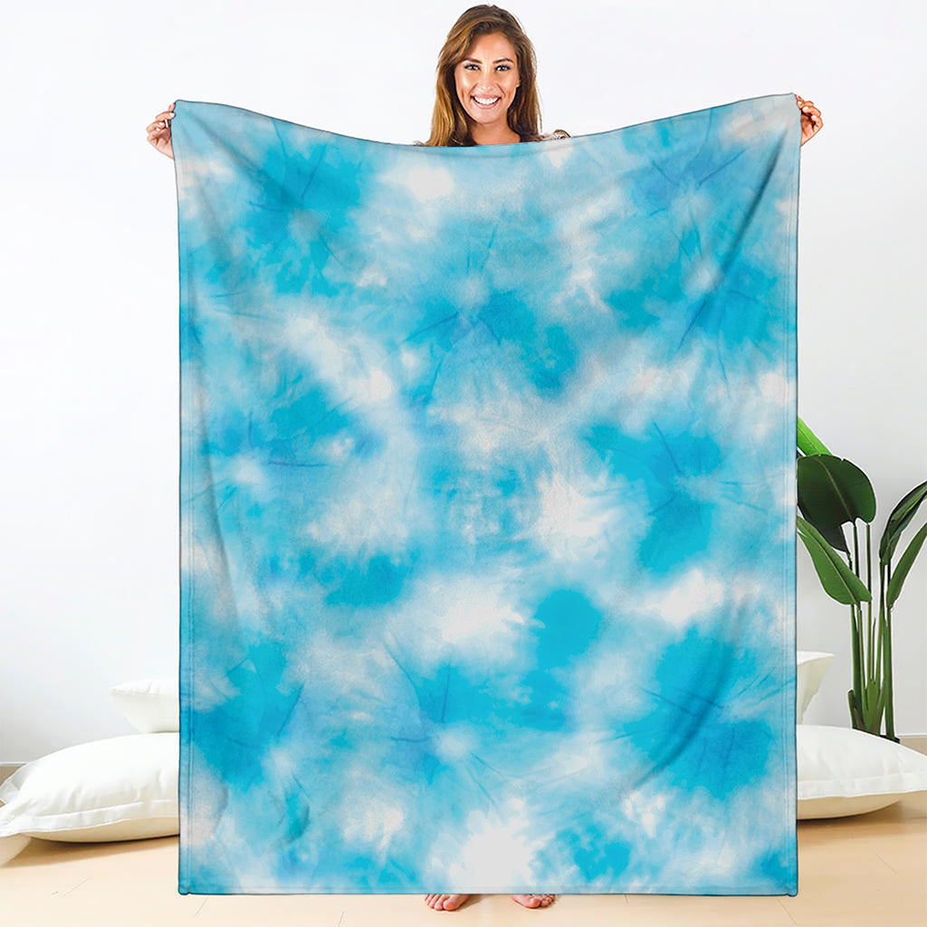 Blue Shibori Tie Dye Print Blanket