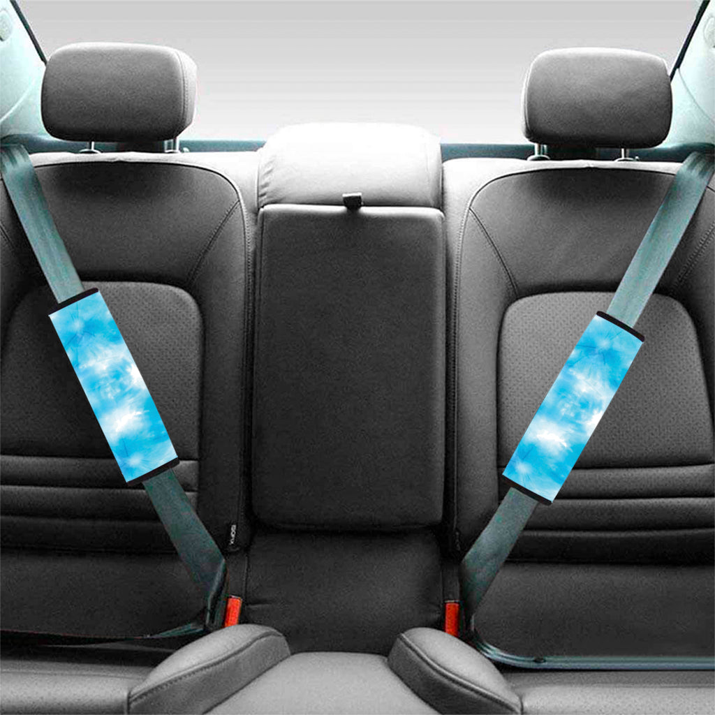 Blue Shibori Tie Dye Print Car Seat Belt Covers