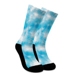 Blue Shibori Tie Dye Print Crew Socks