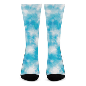 Blue Shibori Tie Dye Print Crew Socks