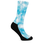 Blue Shibori Tie Dye Print Crew Socks